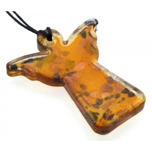 Amber Coloured Glass Angel Pendant